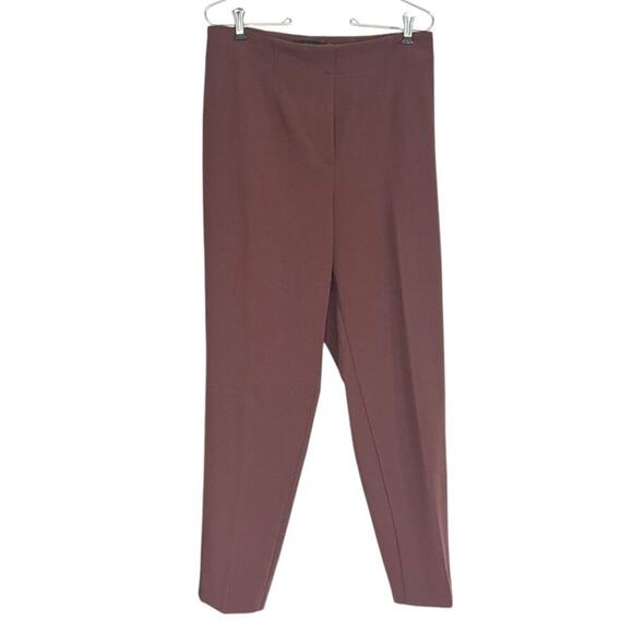 Ann Taylor Size 6 High Rise Slim Leg Cropped Pant Burgundy Stretch Career Office - Picture 1 of 8